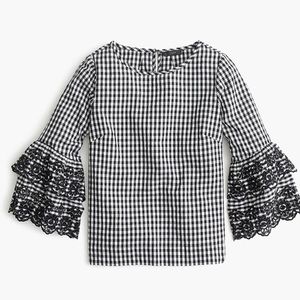 J.Crew Tiered Bell sleeve blouse in Gingham